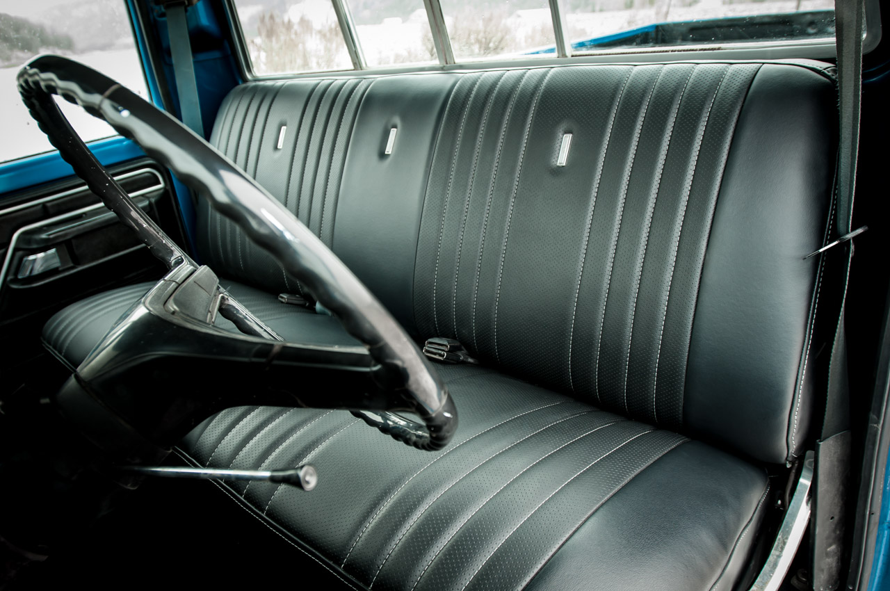 1977 Ford F-250 bench seat reupholstered in black